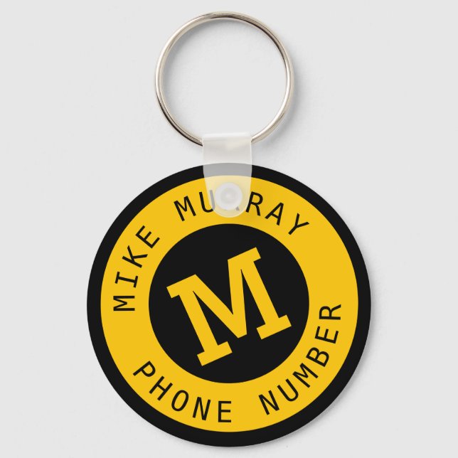 Gelber Schlüsselanhänger mit Monogramm (Vorderseite)