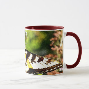 Gelber Schmetterling auf Lavendel-Schmetterling Tasse