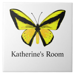 Gelber Schmetterling Kinderzimmer  Fliese