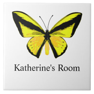Gelber Schmetterling Kinderzimmer  Fliese