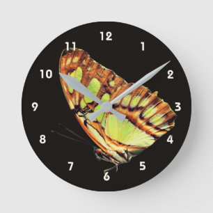 Gelber Schmetterling Natur Runde Wanduhr