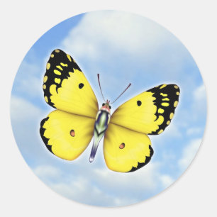Gelber Schmetterling Runder Aufkleber