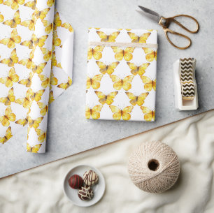 Gelber Schmetterlinge Geburtstag Geschenkpapier