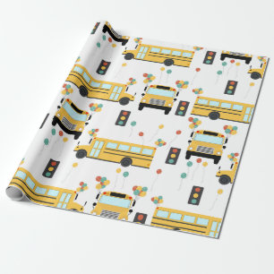 Gelber Schulbus Kindergeburtstagsfeier Geschenkpapier