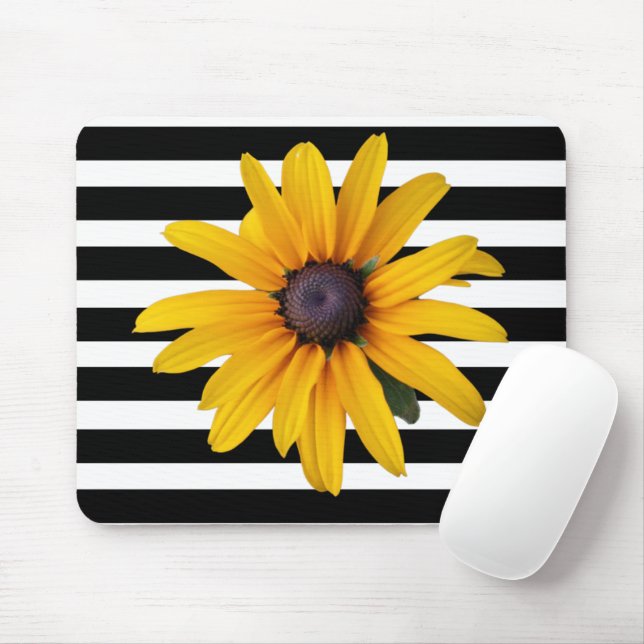 Gelber schwarz-Mit Augen Susan Foto Schwarzer Stre Mousepad (Mit Mouse)