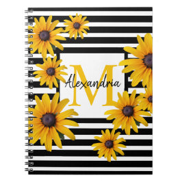 Gelber schwarz-Mit Augen Susan Monogram Black Stri Notizblock