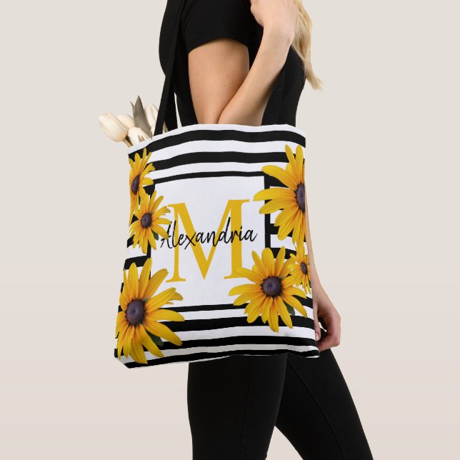 Gelber schwarz-Mit Augen Susan Monogram Black Stri Tasche (Von Nahem)