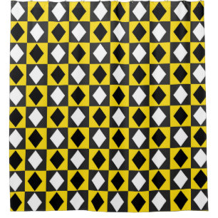 Gelber Schwarz-weißer Rhombus Diamantform Duschvorhang