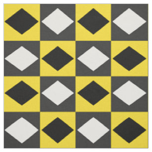 Gelber Schwarz-weißer Rhombus Diamantform Stoff