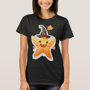Gelber Seestern in einem süßen Halloween-Kostüm T-Shirt