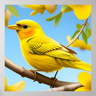 Gelber Singvogel Geschenk für Vogel Liebhaber Natu Poster