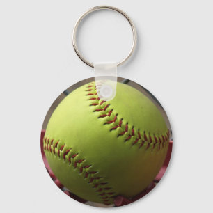 Gelber Softball Schlüsselanhänger