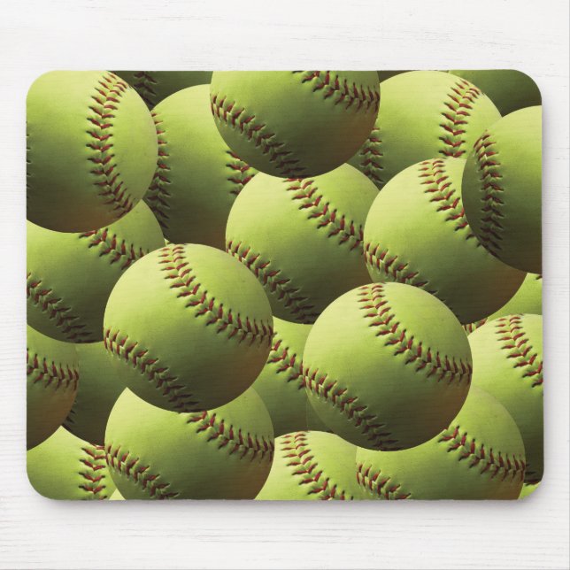 Gelber Softball tapeziert Mousepad (Vorne)