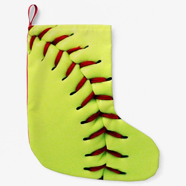 Gelber Softballball Kleiner Weihnachtsstrumpf (Vorderseite)