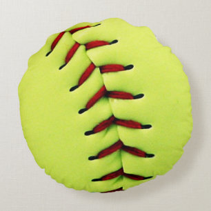 Gelber Softballball Rundes Kissen