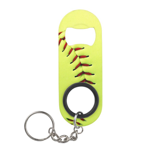 Gelber Softballball Schlüsselbund Flaschenöffner (Vorderseite)