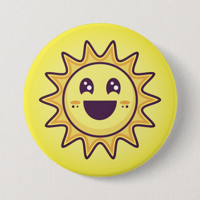 Gelber Sommer Sun mit einem glücklichen Gesicht Button (Vorderseite)