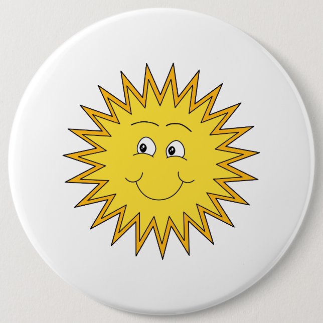 Gelber Sommer Sun mit einem glücklichen Gesicht Button (Vorderseite)
