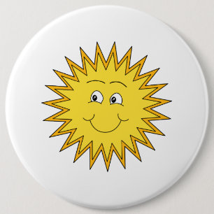 Gelber Sommer Sun mit einem glücklichen Gesicht Button