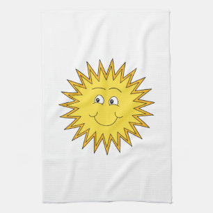 Gelber Sommer Sun mit einem glücklichen Gesicht Handtuch