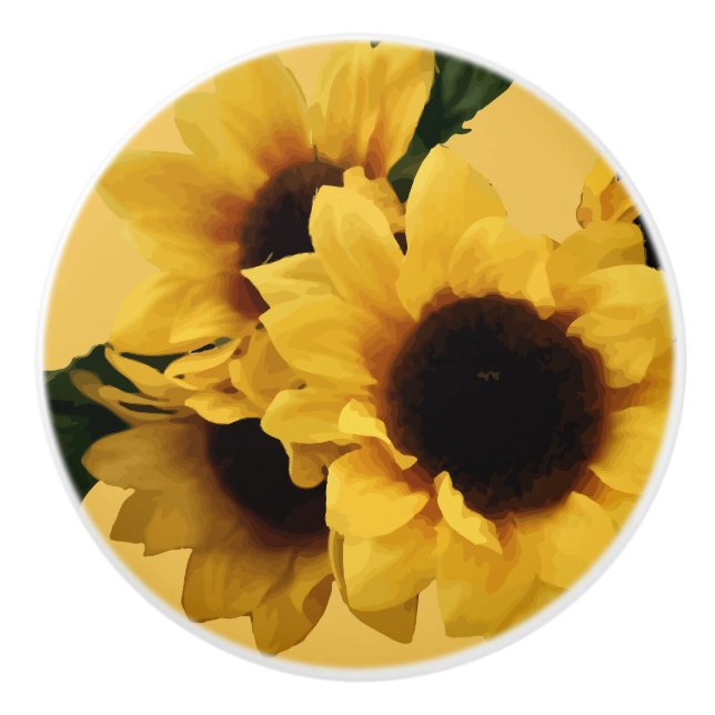 Gelber Sonnenblume-Keramikzug Keramikknauf (Vorderseite)