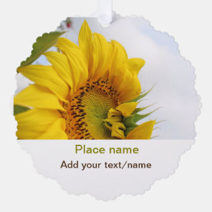 Gelber Sonnenblumengarten Foto Text Name Reise Ornament Karte