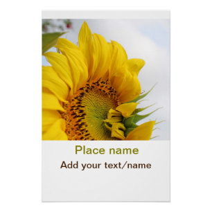 Gelber Sonnenblumengarten mit Foto-Text-Bezeichnun Poster