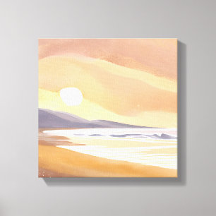 Gelber Sonnenuntergang   Aquarellfarbe Leinwanddruck