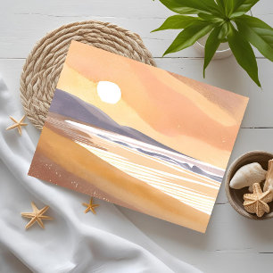 Gelber Sonnenuntergang Aquarellfarbe Postkarte