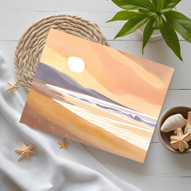 Gelber Sonnenuntergang | Aquarellfarbe Postkarte (Von Creator hochgeladen)
