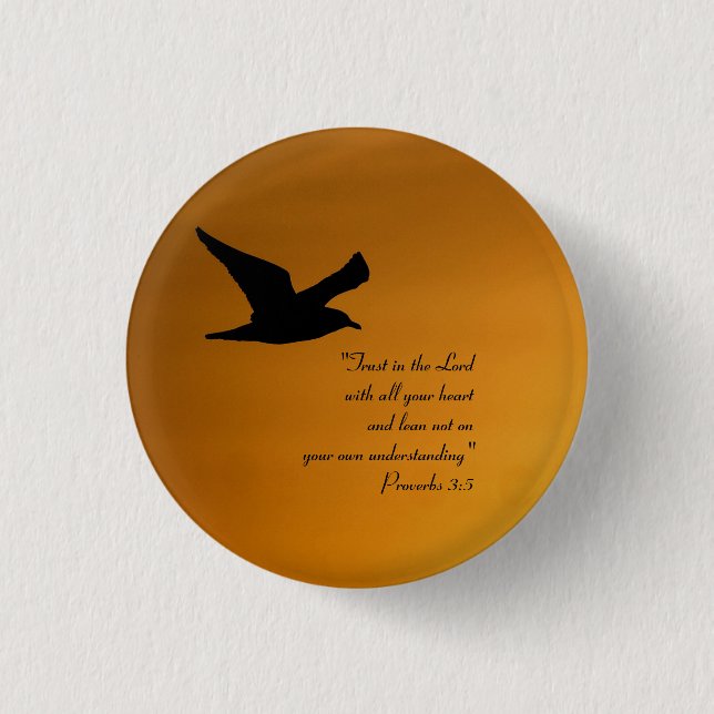 Gelber Sonnenuntergang-Himmel-Vogel-im Flug Button (Vorderseite)