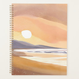 Gelber Sonnenuntergang Strand | Aquarell Luftige M Planer