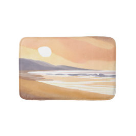 Gelber Sonnenuntergangsstrand | Aquarell luftige M Badematte