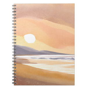 Gelber Sonnenuntergangsstrand   Aquarell luftige M Notizblock