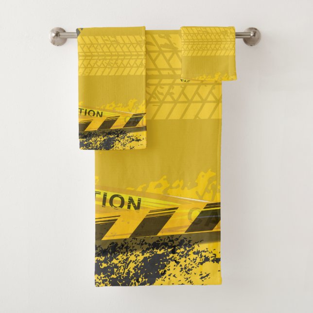 Gelber Spurenhintergrund Badhandtuch Set (Insitu)