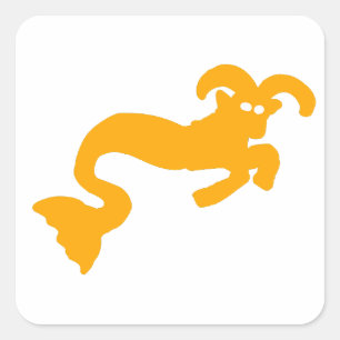 Gelber Steinbock Meer-Ziege Zodiac Silhouette Quadratischer Aufkleber