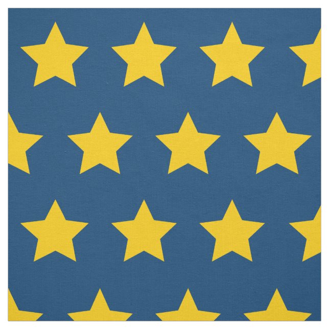 gelber Stern Blau Hintergrund Stoff (Muster)