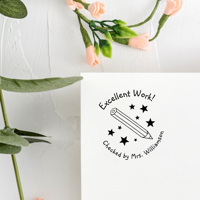 Gelber Stift & Sterne Hervorragender Arbeitstraine Permastempel (Von Creator hochgeladen)