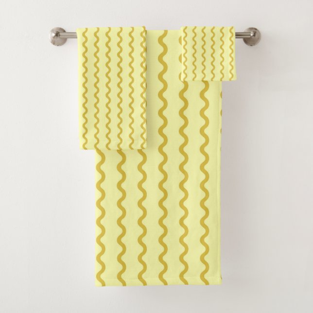 Gelber Streifen Minimalistisch Modernes Bad Badhandtuch Set (Insitu)