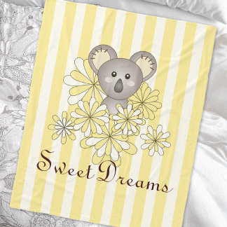 Gelber Streifen Niedlich Baby Koala Bären Kinder Fleecedecke