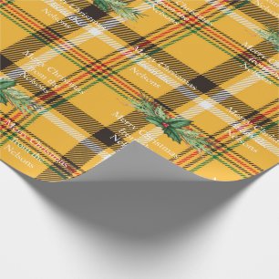 Gelber Tartan-karierter Feiertag Geschenkpapier