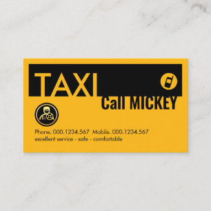 Gelber Taxi-Automobildienst für Fahrgäste Visitenkarte