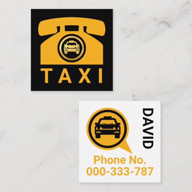 Gelber Taxifahrer Quadratische Visitenkarte (Vorne/Hinten)