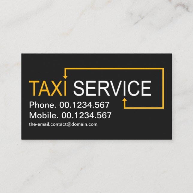 Gelber Taxifahrer-Streckenpfeil Visitenkarte (Vorderseite)