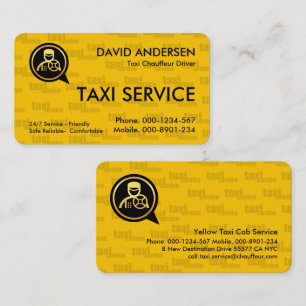 Gelber Taxifahrer Visitenkarte