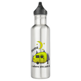 Gelber Teardrop-Camper-Anhänger Edelstahlflasche