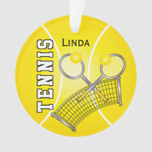 Gelber Tennisball und fangen DIY Namen Ornament