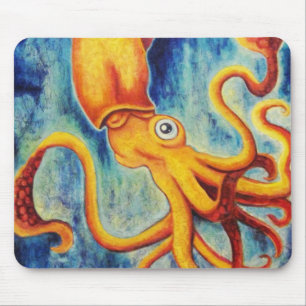 Gelber Tintenfisch, der in überseeischen Ozean Mousepad