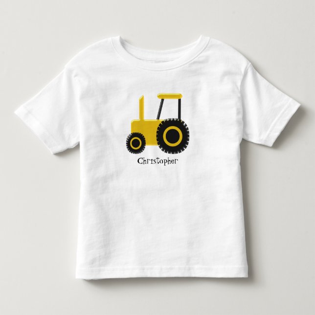 Gelber Traktor Kleinkind T-shirt (Vorderseite)