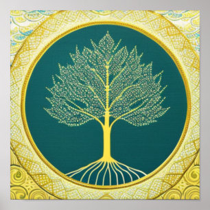 Gelber Tree des Lebens Circle Poster